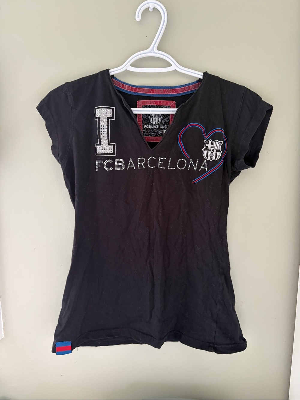 FCBarcelona' Black Graphic V-Neck Tee